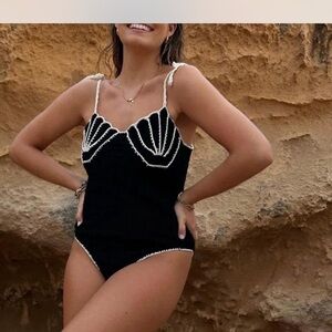 Never Fully Dressed Black and Cream Bodysuit